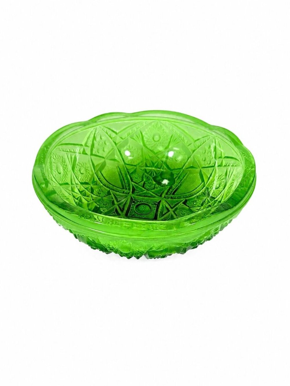 Footed Bowl Pressed Glass Jeanette Glassware Frosted Green Ombre 3-Toed Collecti